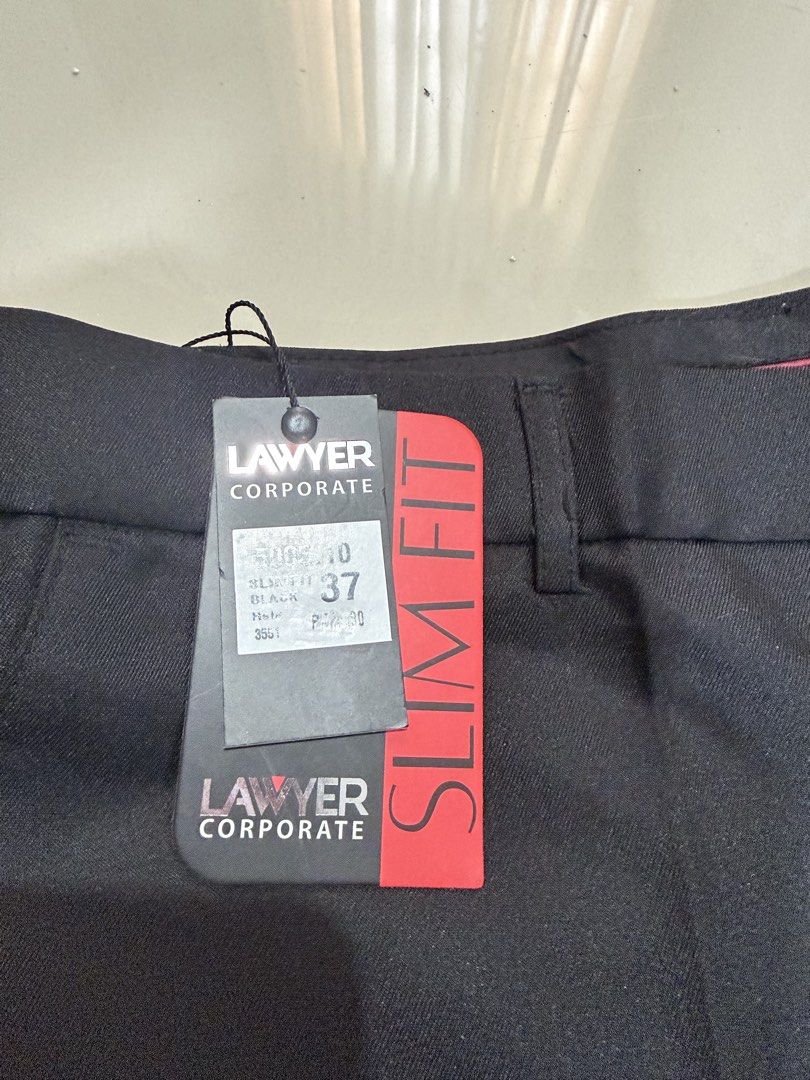Brand New Black Pants (Category: Trousers) located in San Jose del Monte. Submitted by rommuel1025-18960 (Listing ID 1464382856, Image 3). Description: ORIGINAL PRICE 800 - Brand: Lawyer Corporate - Color: Black - Fit: Slim fit - Size: 37 waist - Condition: Brand new with tags attached - Occasion: Ideal for work or smart casual wear - Reason for selling: had another pants tailored personally.
