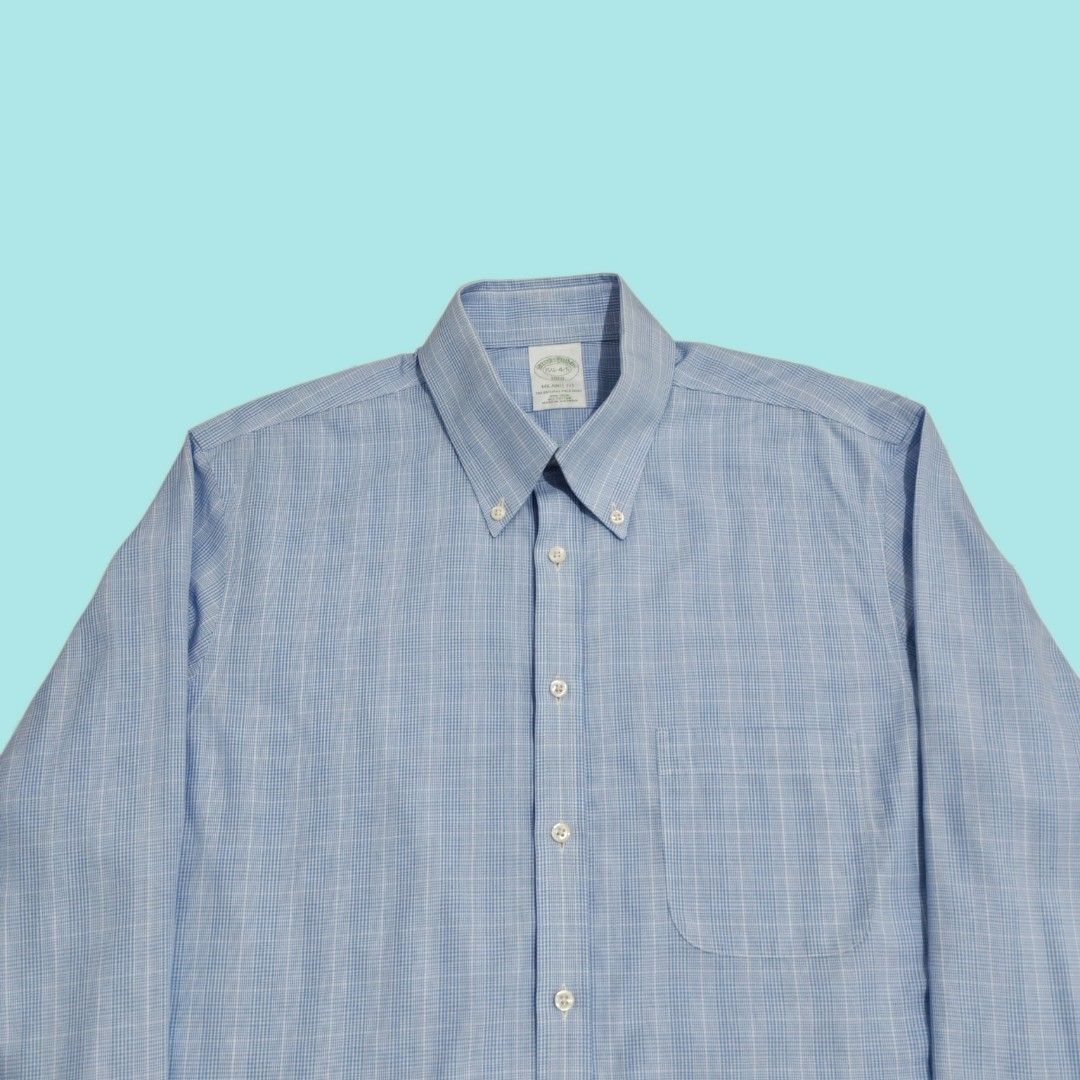 Brooks Brothers Button Down Shirt (Category: Formal Shirts) located in Tarlac. Submitted by senkustuff (Listing ID 1464518715, Image 2). Description: - Brooks Brothers Milano Fit Button-Down Shirt - Classic Blue and White Check Pattern - Non-Iron, 100% Cotton Fabric - Made in Vietnam - Size: 15 1/2 - 4/5 - Versatile for both work and casual occasions Dimes Length:30 Width :21 Shoulder:18 Sleeves:26 📌Color may due to lighting 📌 Pm for more detai