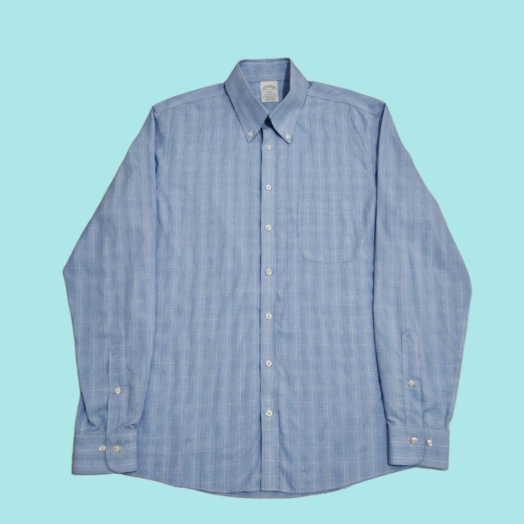 Brooks Brothers Button Down Shirt (Category: Formal Shirts) located in Tarlac. Submitted by senkustuff (Listing ID 1464518715, Image 1). Description: - Brooks Brothers Milano Fit Button-Down Shirt - Classic Blue and White Check Pattern - Non-Iron, 100% Cotton Fabric - Made in Vietnam - Size: 15 1/2 - 4/5 - Versatile for both work and casual occasions Dimes Length:30 Width :21 Shoulder:18 Sleeves:26 📌Color may due to lighting 📌 Pm for more detai