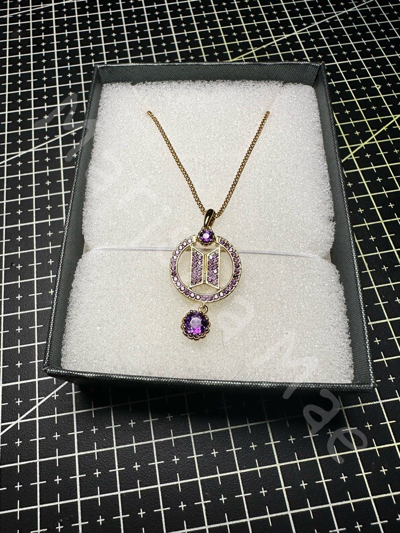 BTS Inspired Amethyst Necklace (Category: Necklaces) located in Baguio. Submitted by FatPandaa (Listing ID 1464555710, Image 3). Description: ✨ Ideal gift for a BTS fan (ARMY)!! ✨ - Bought in South Korea, September 2026 - Original price KRW 6xx,xxx tax free - Selling for only php24,990!! - Gold plated sterling silver - Amethyst - Never been used - RFS: friendship over sa pagbibigyan - Meet up: Baguio City - Delivery: free shipping .