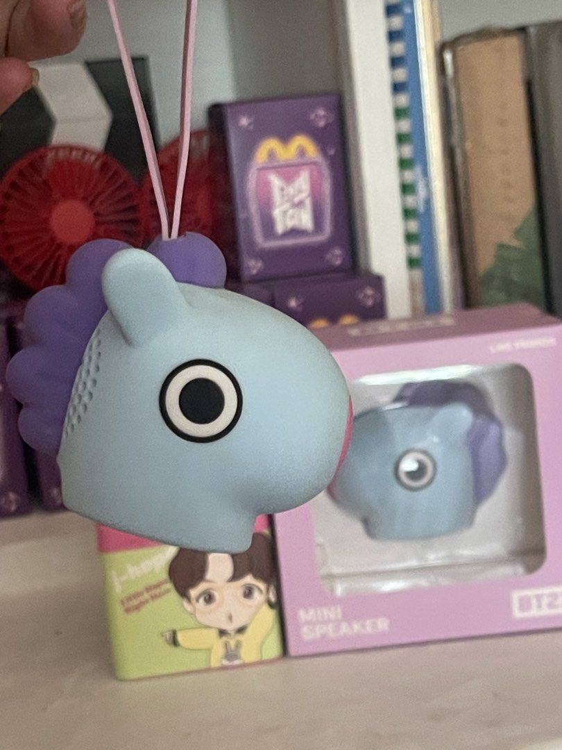 BUNDLE‼️ BT21 Mini Speaker & Glass Mug - Mang (Category: Character Goods) located in Santa Cruz. Submitted by lilpurpleseven (Listing ID 1464377116, Image 3). Description: - Official BT21 Mang Mini Speaker: Light blue with purple accents, USB-C charging port. - Official BT21 Mang Double-Walled Glass Mug: Clear glass with a cute Mang design. - Perfect gift for any BTS ARMY! -TinyTAN x Baskin-Robbins JHOPE.