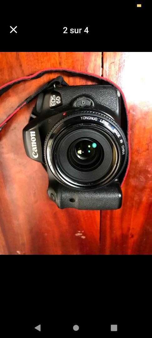 Canon EOS 6D (Category: Cameras) located in Caloocan City. Submitted by cosmictiger_05d9b3 (Listing ID 1464479874, Image 2). Description: Canon EOS 6D + Yongnuo 35mm f/2 Selling my Canon EOS 6D in perect working condition. Included: Canon EOS 6D + Yongnuo 35mm f/2 lens (new)+ UV filter 3 batteries + USB battery charger Shutter count: 75,000. Everything works perfectly. Only Cosmetic issue: the mode dial's small indicator cap is missing, but the d