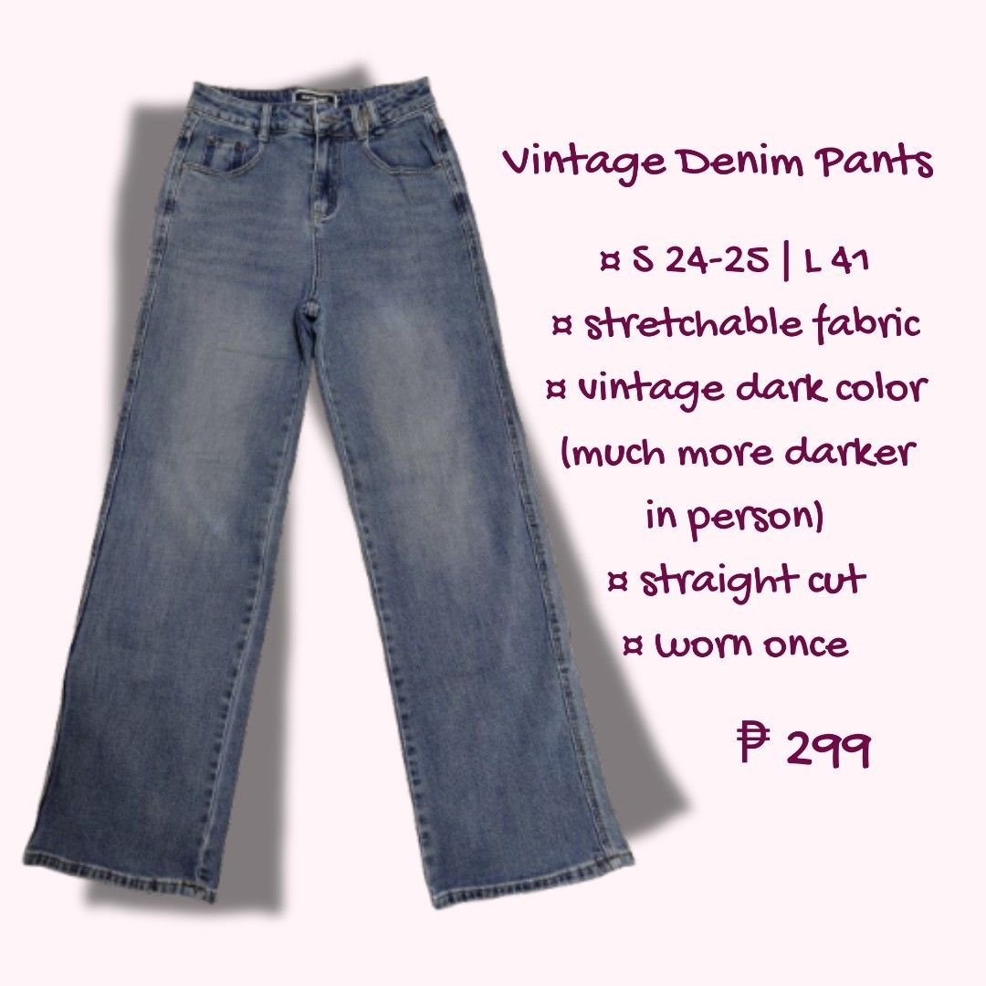 THRIFTED DENIM JEANS (Category: Jeans) located in Manila. Submitted by _prelovedbyjai (Listing ID 1464431875, Image 3). Description: DECLUTTERING MY JEANS -rush sale so grab yours now -all of these pants are either worn once or never been worn -sizes are from 24-25 -payment first -please refer to the pics as the details are already there -please take note, these jeans are thrifted, bought from live selling please private message me for inquiries.