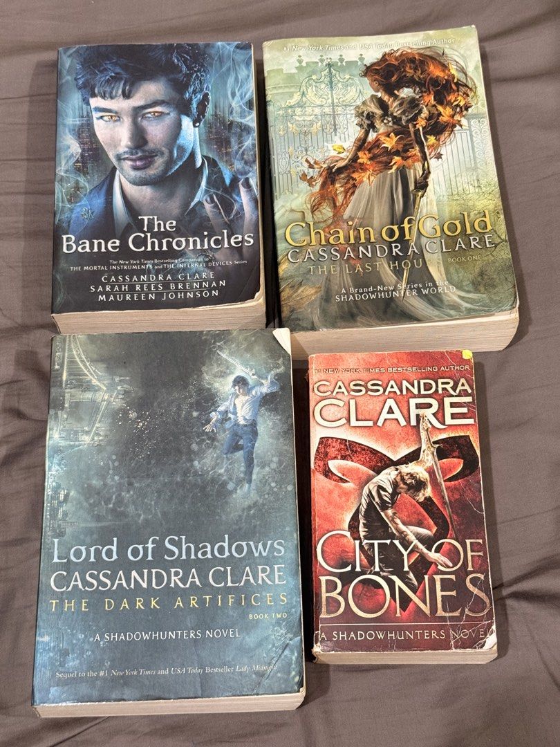 Cassandra Clare Shadowhunters Books (Category: Storybooks) located in Pasig City. Submitted by auresue22 (Listing ID 1464459491, Image 1). Description: - Bundle of 4 Cassandra Clare Shadowhunters books - Includes: The Bane Chronicles, Chain of Gold (The Last Hour, Book 1), SOLD ‼️ Lord of Shadows (The Dark Artifices, Book 2), City of Bones (The Mortal Instruments, Book 1) - All books are paperback - If all four books 550 ph (FREE SHIPPING‼️ IF AL