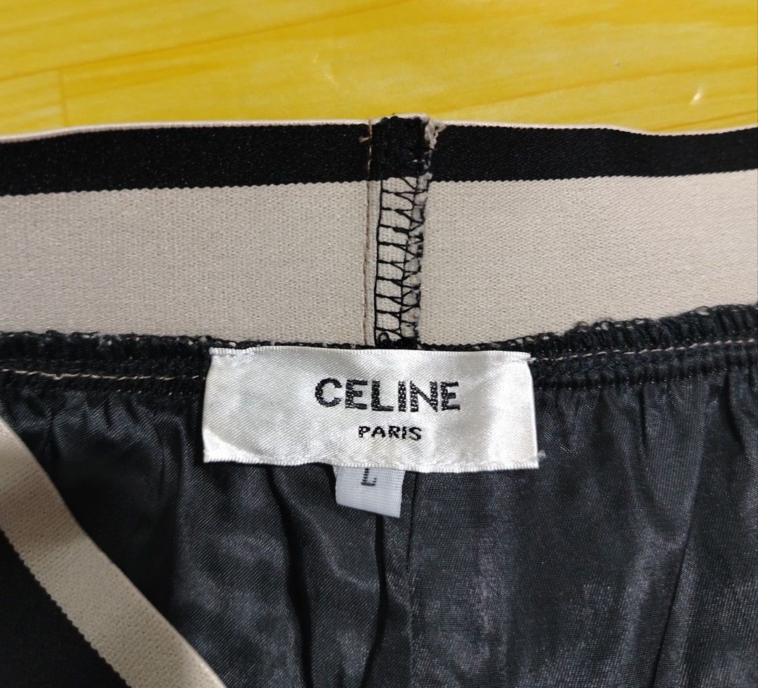 CELINE Paris Leather Shorts Size L (Category: Shorts) located in Lucena. Submitted by thrifteditem (Listing ID 1464385365, Image 3). Description: - Brand: CELINE Paris - Size: L - Made in: Italy - Material: 95% Cotton, 5% Lycra Spandex - Features: Elastic waistband with CELINE logo - Perfect for: Casual wear.
