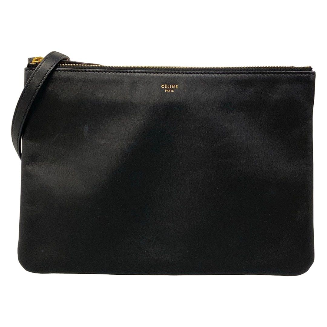 Celine Shoulder bag Trio Large Black Leather (Category: Shoulder Bags) located in Las Pinas. Submitted by daisuki_japan_luxury_by_reiko (Listing ID 1464367222, Image 1). Description: Condition Notes [Exterior] - Overall ⇒ Scratches / Stains / Loss of shape - Main opening ⇒ Corner scuffs - Strap ⇒ Corner scuffs / Strap damage / Fabric deterioration (at the base) - Bottom ⇒ Corner scuffs [Interior] - Overall ⇒ Scratches / Stains [Special Notes] - M