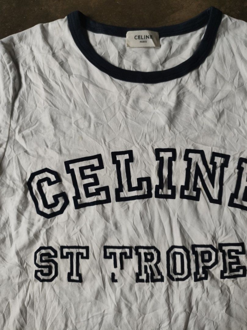 Celine St. Tropez Womens Shirt (Category: Shirts) located in Angeles City. Submitted by thestorageroom (Listing ID 1464418076, Image 2). Description: issue nya po ayan nasa photos na may crack but yung shirt is no hole and scratches from japan boxes size s on tag but fit ata sa med offer me for info and dimensions.