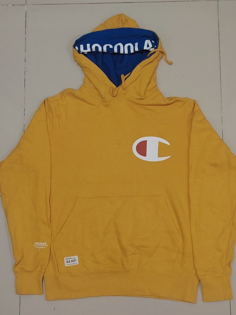 Champion Hoodie Yellow Blue Small (Category: Coats, Jackets and Outerwear) located in Manila. Submitted by fastdog_377a40 (Listing ID 1464567251, Image 1). Description: - Champion Hoodie - Color: Yellow with Blue Lining - Size: Small - Features: Classic Champion logo on chest, kangaroo pocket, drawstring hood - Ideal for: Casual wear.
