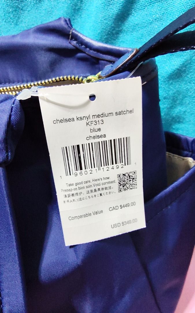 Chelsea KSNY Medium Satchel Blue (Category: Tote Bags) located in Caloocan City. Submitted by jpmshoppe (Listing ID 1464450480, Image 2). Description: - Brand: Kate Spade New York - Model: Chelsea KSNY Medium Satchel - Color: Blue - Material: Nylon - Closure: Zip - Interior: Pockets - Includes: Original tag, Dust bag - Value: Comparable value listed on tag.