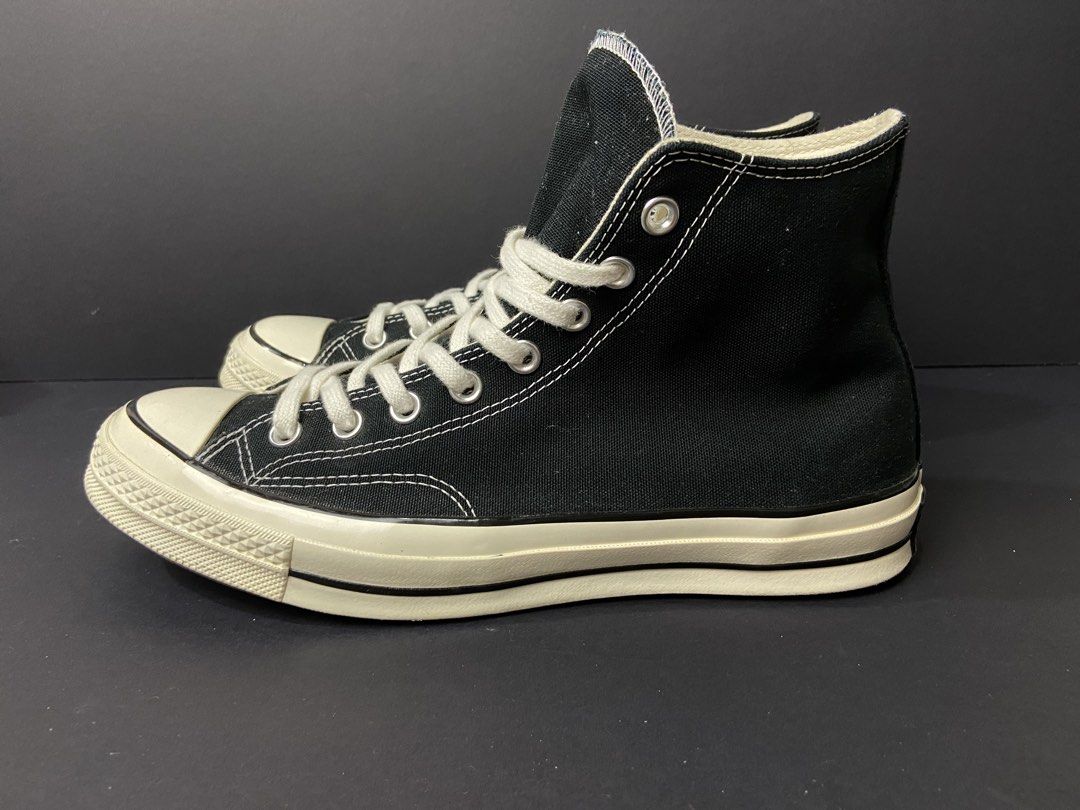 Converse 70s High Chuck Taylor Black Egret (Category: Sneakers) located in Cebu City. Submitted by jvlz97 (Listing ID 1464447006, Image 2). Description: Excellent Condition No Box Can fit up to 10 to 10.5Mens.