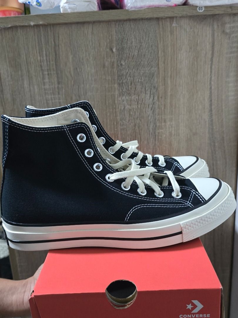 Converse CHUCK 70 HI Black - US M8/W10 (Authentic/Original) (Category: Sneakers) located in Quezon City. Submitted by jmndo (Listing ID 1464516127, Image 3). Description: Converse CHUCK 70 High Cut (Authentic) Condition: Brand New - Complete with box, paper wrap, and Delivery Memo (includes information on the item and its price) Color: Black Size: US M8/W10 Note: Chuck taylor sneakers run large so it is recommended that you consider half a size d