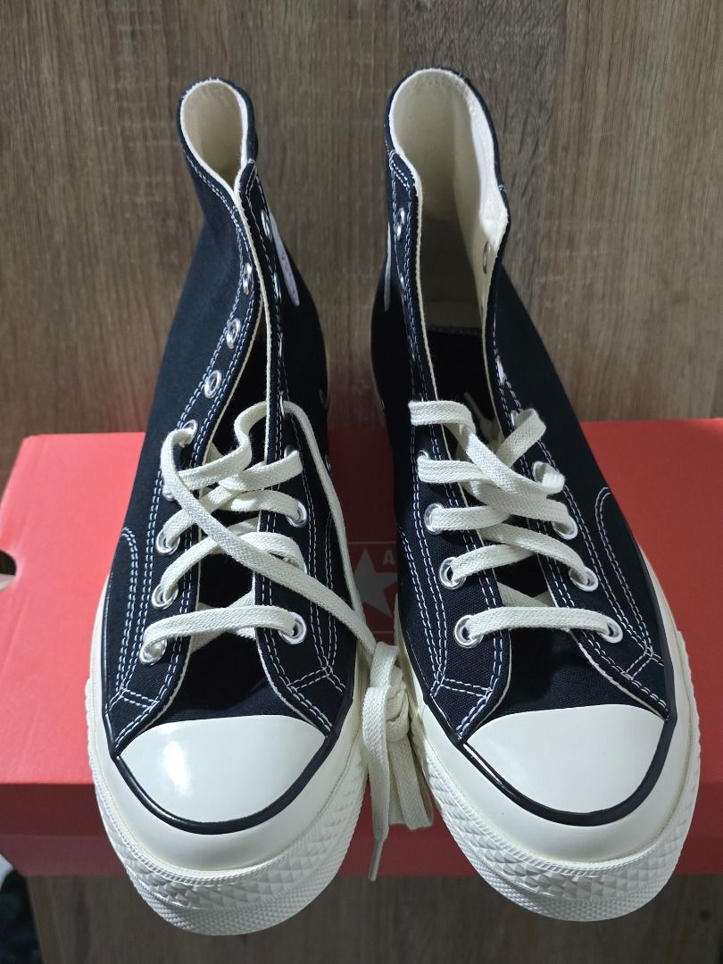 Converse CHUCK 70 HI Black - US M8/W10 (Authentic/Original) (Category: Sneakers) located in Quezon City. Submitted by jmndo (Listing ID 1464516127, Image 2). Description: Converse CHUCK 70 High Cut (Authentic) Condition: Brand New - Complete with box, paper wrap, and Delivery Memo (includes information on the item and its price) Color: Black Size: US M8/W10 Note: Chuck taylor sneakers run large so it is recommended that you consider half a size d