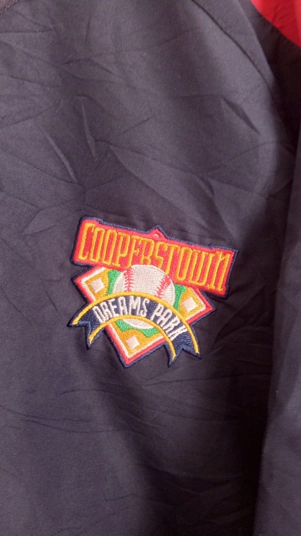 Cooperstown Dreams Park Baseball Pullover Jacket M (Category: Coats, Jackets and Outerwear) located in Cebu City. Submitted by kangaroo78 (Listing ID 1464366153, Image 2). Description: - Navy blue and red pullover jacket - Cooperstown Dreams Park baseball graphic on chest - V-neck collar - Elasticated cuffs and hem - Made in Vietnam - Size: Medium (M) LOCATION: Dumlog, Talisay City CEBU Delivery via Maxim w/ in Cebu Outside Cebu via JRS.