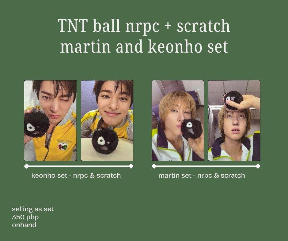 Cortis Keonho TNT scratch pc set (Category: K-Wave Merchandise) located in Antipolo. Submitted by invigilator001 (Listing ID 1464507069, Image 2). Description: [wts lfb] tnt ball keonho set tnt cortis ball keonho set (nrpc + rpc) 350 + ₱10 pf + lsf onhand payo or 50% nrdp, rembal after 5 days J&T / SPX / same-day delivery (if available) dm for proof of past transactions comment or dm to claim/inquire x sensi thank you! t. cortis tnt corball ball 