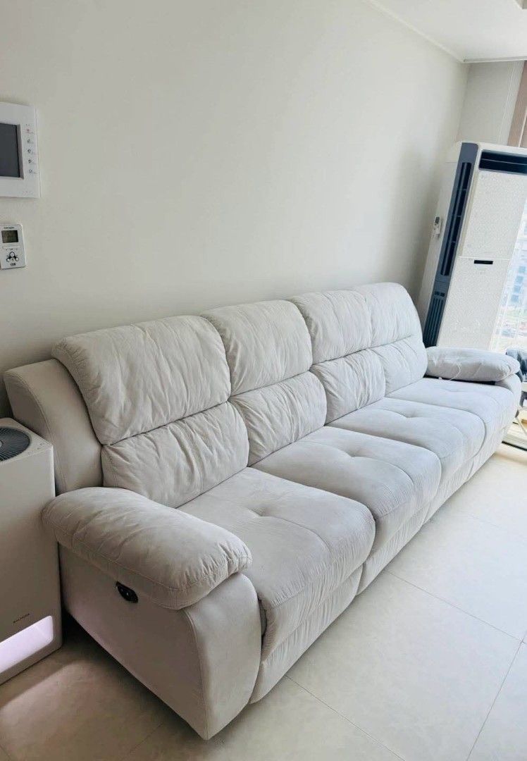 Cream Recliner Sofa with Electric Function (Category: Sofas) located in Antipolo. Submitted by roselle001 (Listing ID 1464444333, Image 2). Description: - Comfortable cream sofa - Multiple electric reclining seats for ultimate relaxation - Plush cushions for great support - Easy to operate controls - Ample seating for the whole family - Perfect for movie nights and lounging.