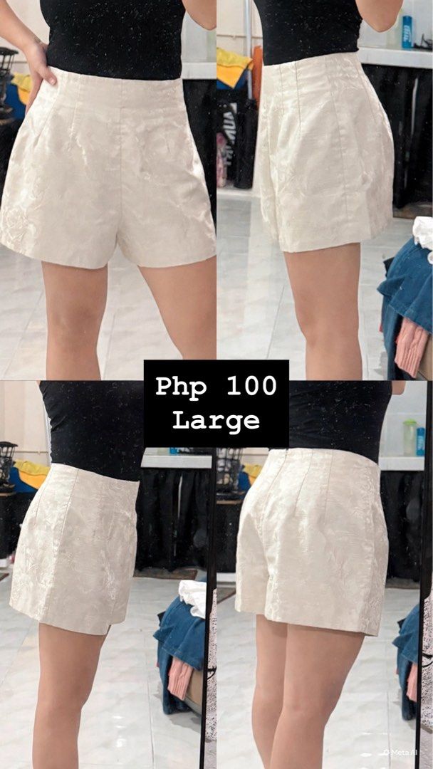 Cream Textured High-Waisted Shorts - Large (Category: Shorts) located in Makati City. Submitted by mrnlsmrtnz (Listing ID 1464383044, Image 1). Description: Cream textured high-waisted shorts, Size L. Perfect for any occasion. Only Php 100!.