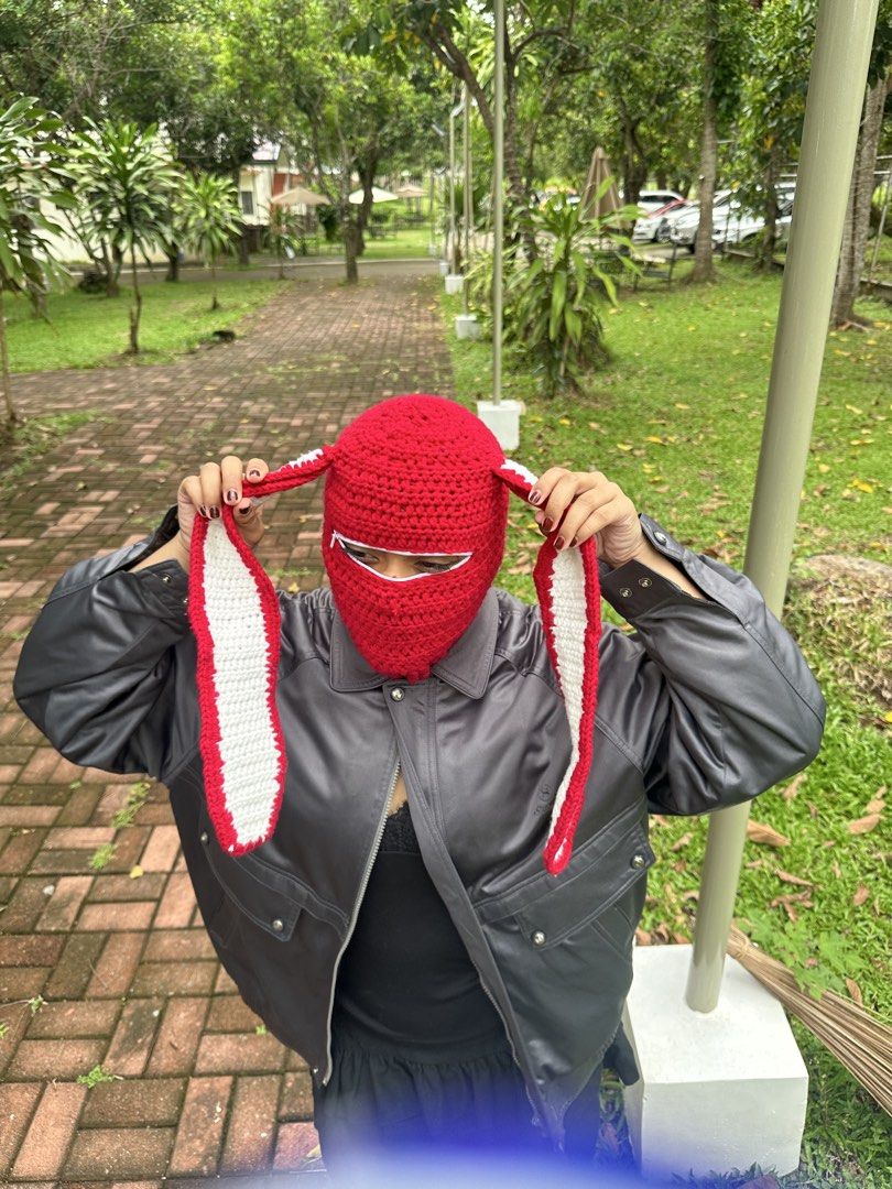Crocheted Bunny Balaclava (Category: Hats & Beanies) located in Baguio. Submitted by prettygirl_kaplaan (Listing ID 1464565443, Image 1). Description: Crocheted this two years ago.