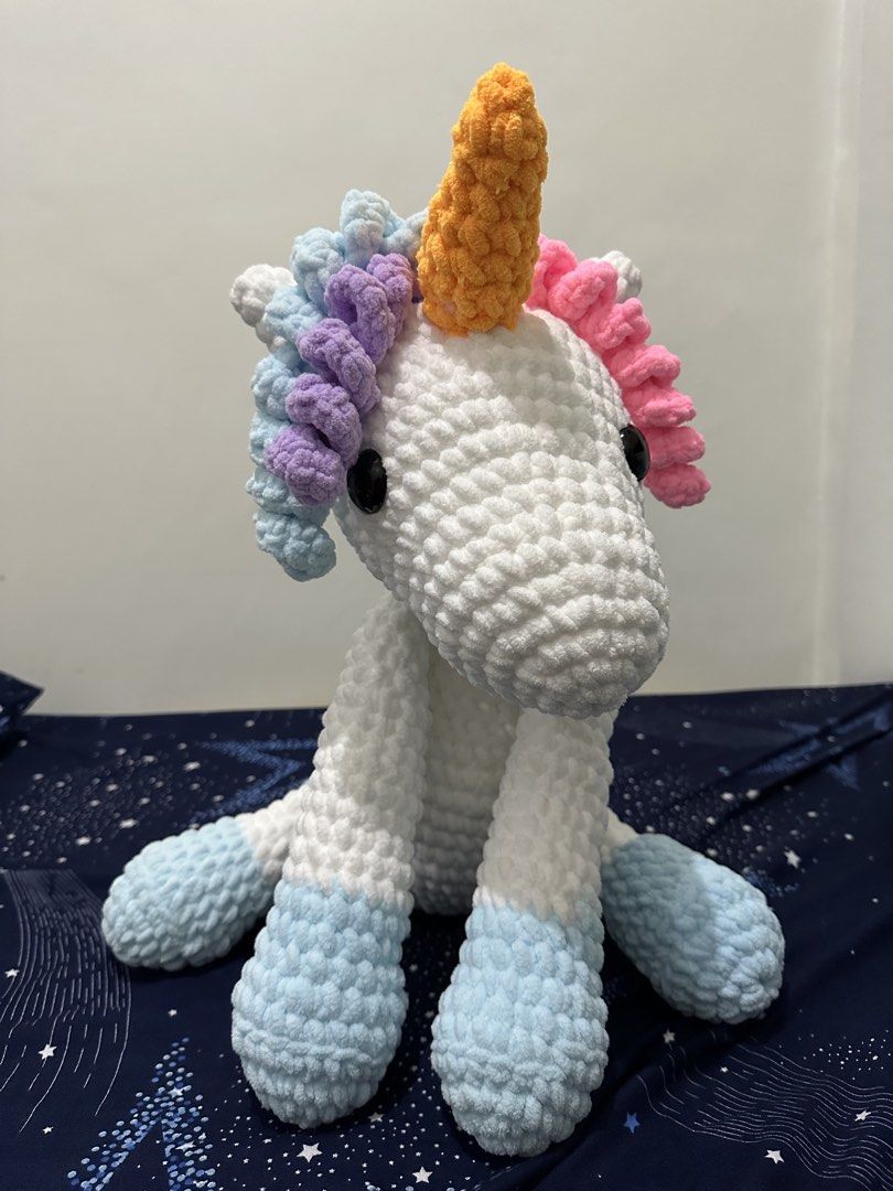 Crocheted Fluffy Unicorn (Category: Plushies & Soft Toys) located in Baguio. Submitted by prettygirl_kaplaan (Listing ID 1464564534, Image 1). Description: Can still lower price for this unicorn I crocheted two years ago. just ask away !! .