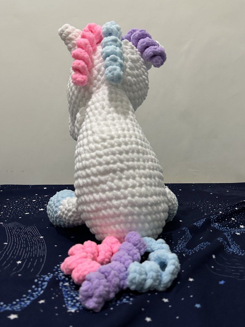Crocheted Fluffy Unicorn (Category: Plushies & Soft Toys) located in Baguio. Submitted by prettygirl_kaplaan (Listing ID 1464564534, Image 3). Description: Can still lower price for this unicorn I crocheted two years ago. just ask away !! .