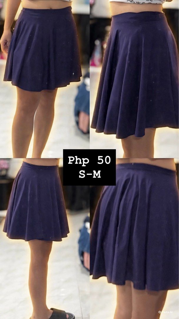 Dark Purple Flared Skirt S-M (Category: Skirts) located in Makati City. Submitted by mrnlsmrtnz (Listing ID 1464385568, Image 1). Description: Dark purple flared skirt, comfy & flowy. Fits S-M. Php 50..