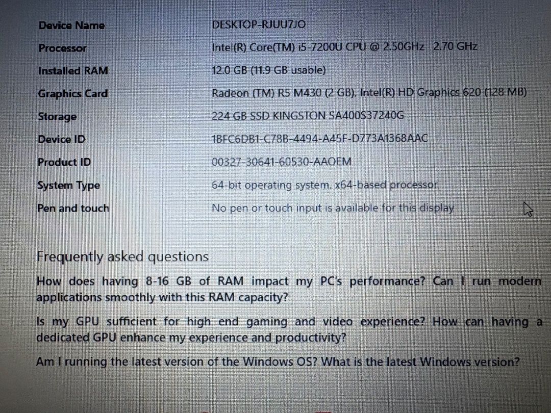 Dell Inspiron 14 (Category: Laptops & Notebooks) located in Caloocan City. Submitted by mitch_mechelle (Listing ID 1464421375, Image 3). Description: Processor - Intel Core i5 RAM - 12 GB Storage - 224 GB New charger.