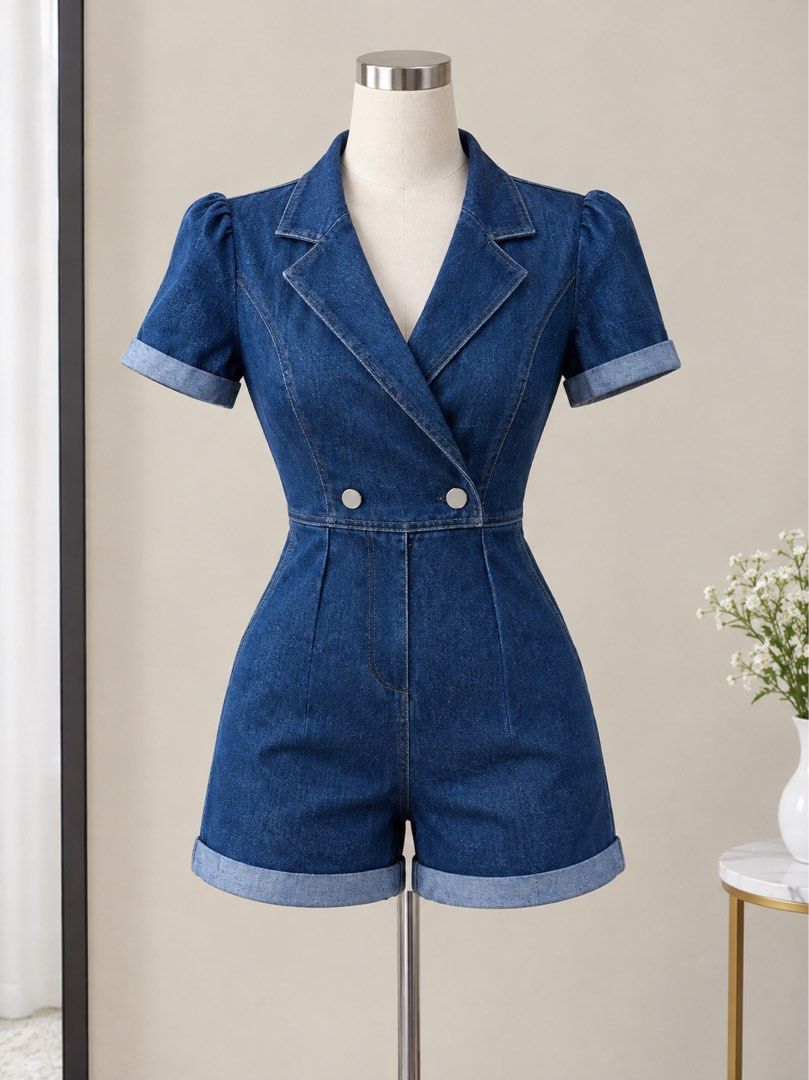 Denim puff Romper (Category: Rompers) located in Cagayan de Oro. Submitted by missguidedmom (Listing ID 1464515166, Image 2). Description: Medium strerchable 28-30 waist .