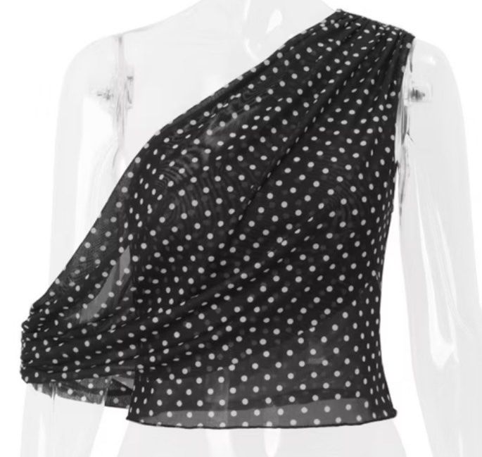Diagonal Polka Dot Printing Irregular Tank Top (Category: Others Tops) located in Calamba. Submitted by prelovedby_jm (Listing ID 1464520546, Image 1). Description: .