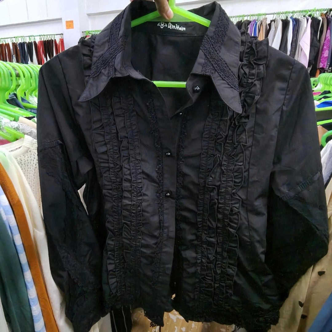 Dim Moire Gothic Academy Blouse Black (Category: Longsleeves) located in Cavite. Submitted by fairolita_01 (Listing ID 1464402754, Image 3). Description: first & second pic, inspo only.