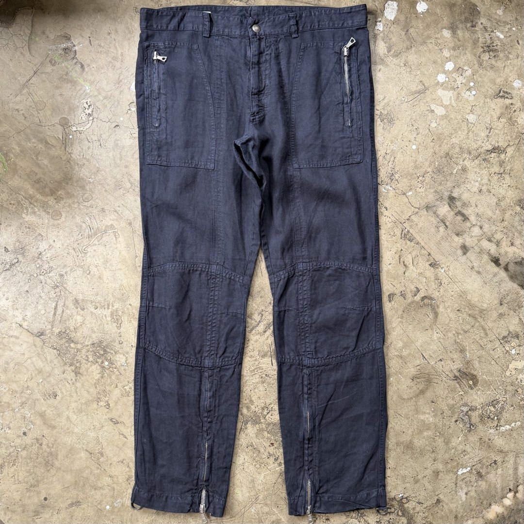Dries Van Noten - Multi Zip Linen Biker Pants (Category: Trousers) located in Cavite. Submitted by 4118.ph (Listing ID 1464383913, Image 1). Description: Size 50 on tag fits 33-34 Excellent condition Minor lints on crotch Waist 17” Length 38” Inseam 29” Leg opening 7.3”.