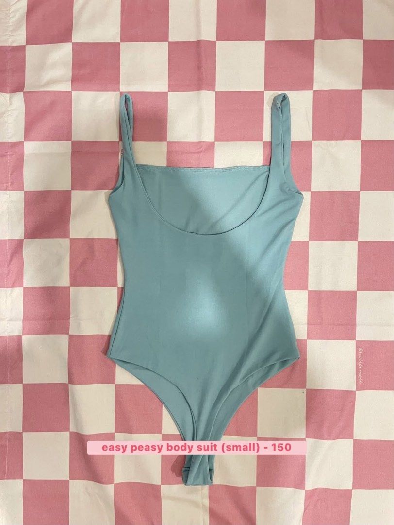 Easy Peasy Body Suit (Small) - Light Blue (Category: Sleeveless) located in Manila. Submitted by kindachic (Listing ID 1464568798, Image 1). Description: - Light blue bodysuit - Square neckline with thin straps - Stretchy and comfortable material - Versatile: great for layering or wearing on its own - Easy to pair with jeans or skirts.