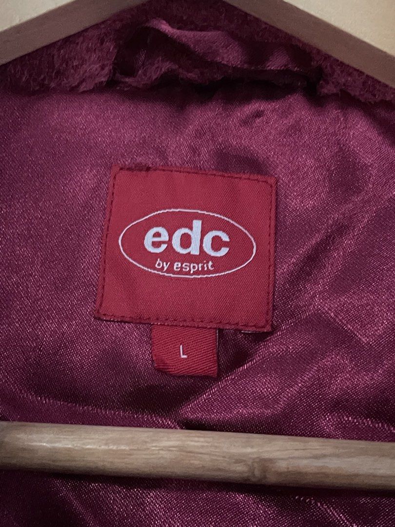 EDC by Esprit Faux Fur Jacket Large (Category: Babies & Kids Fashion) located in Quezon City. Submitted by witchinthecity (Listing ID 1464439869, Image 2). Description: - Super cozy faux fur jacket - Brand: EDC by Esprit - Size: L Kids - Features: Zip-up front, silky lining - Color: Deep berry / dark pink - stored in closet for a long time -shoulder to hem: 19.5 inches.