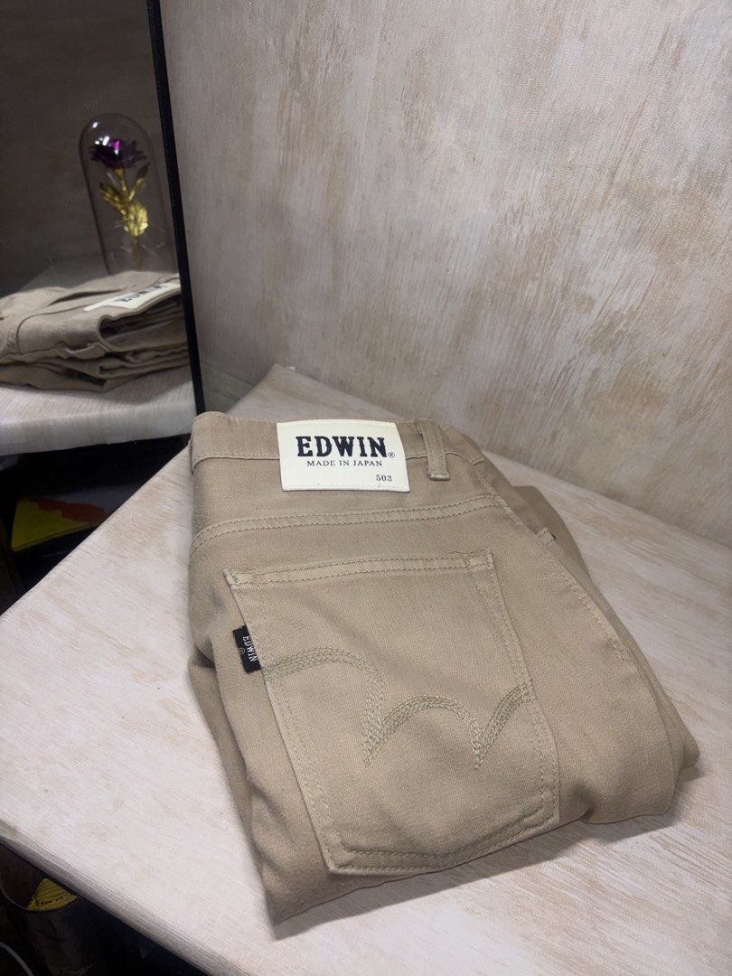 EDWIN 503 KHAKI JEANS (Category: Jeans) located in Cabuyao City. Submitted by pormanation-thrift-store (Listing ID 1464404721, Image 2). Description: EDWIN 503 KHAKI JEANS Condition: LIKE NEW Color rate: 10/10 (PWEDE SA MASELAN) Size: 29 Dimes: 30”Wx39”L Issue: NONE❌ Price: 1200.