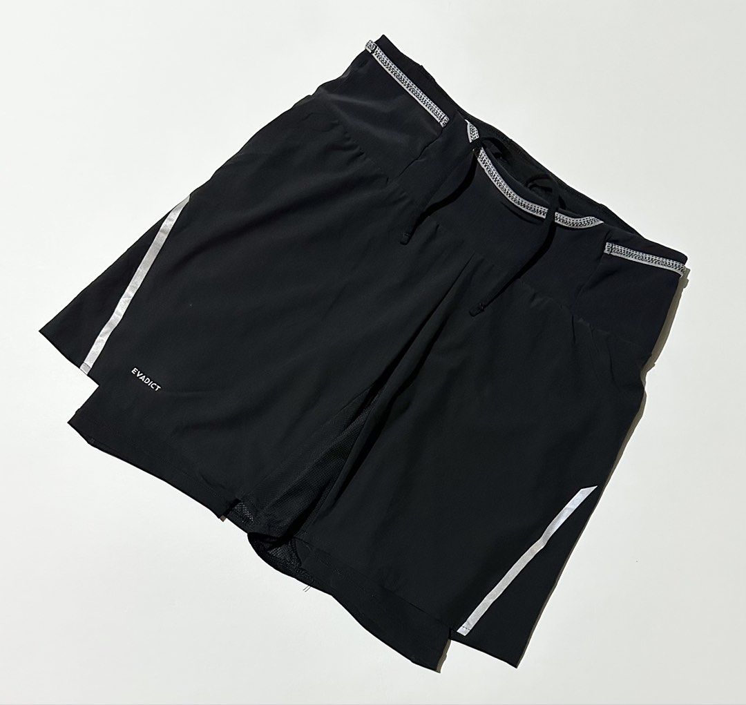 Evadict 2-in-1 Trail Running Shorts (Category: Activewear) located in Manila. Submitted by reclaimed.shop (Listing ID 1464448459, Image 1). Description: Description: Highly functional Evadict Trail Running Shorts from Decathlon’s mountain sports range, designed for trail training and racing over any distance. Lightweight and practical, with an integrated storage waistband for carrying essentials while on the move. ✔️ Matte black outer shell with 