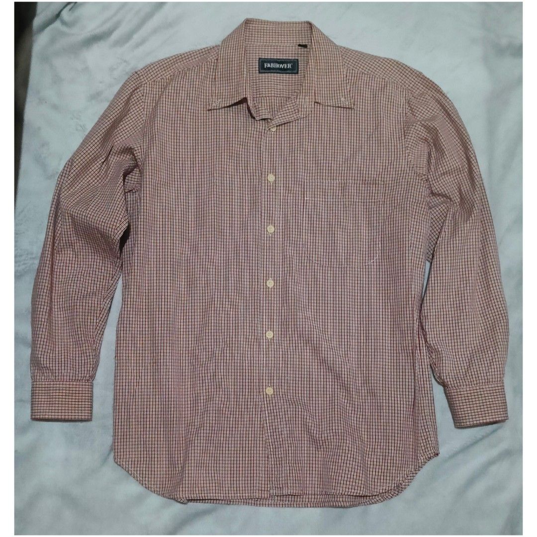 FABHOVER Checked Button Down Longsleeves -Medium #548 (Category: Formal Shirts) located in Santa Cruz. Submitted by gie_thrift_shop (Listing ID 1464465410, Image 2). Description: FABHOVER Checked Button Down Longsleeves FABHOVER Size: M (165/84A) Pit to Pit: 21.5 inches Length: 27.5 inches Sleeve Length: 22 inches Color: Red & white micro-check with green accents Condition: Little sign of usage 📦Package from Australia Important Details: No retur