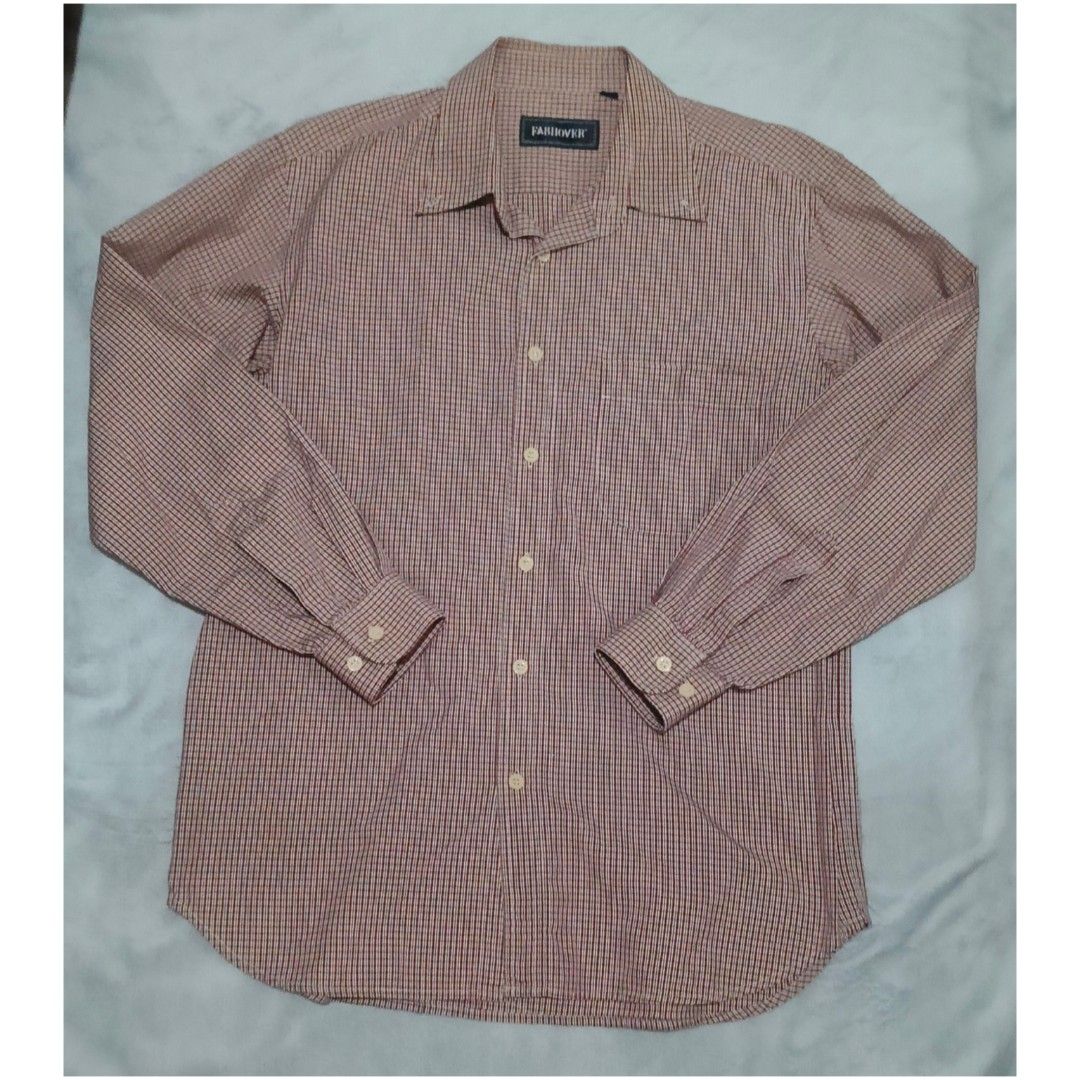 FABHOVER Checked Button Down Longsleeves -Medium #548 (Category: Formal Shirts) located in Santa Cruz. Submitted by gie_thrift_shop (Listing ID 1464465410, Image 3). Description: FABHOVER Checked Button Down Longsleeves FABHOVER Size: M (165/84A) Pit to Pit: 21.5 inches Length: 27.5 inches Sleeve Length: 22 inches Color: Red & white micro-check with green accents Condition: Little sign of usage 📦Package from Australia Important Details: No retur