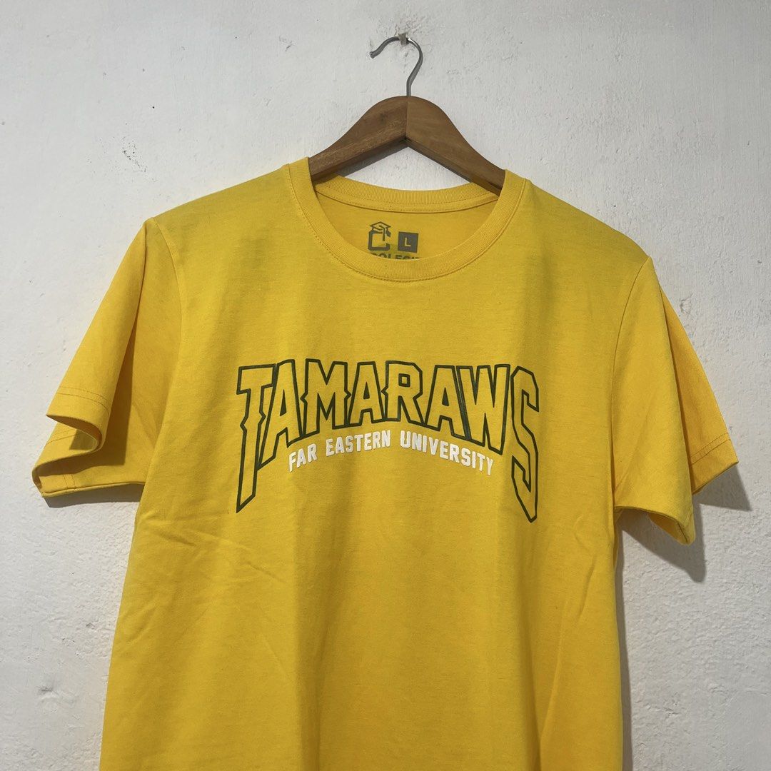 FEU Tamaraw Yellow Tshirt [Large] (Category: Tshirts & Polo Shirts ) located in Quezon City. Submitted by jpsstore (Listing ID 1464461859, Image 2). Description: Size: Large Width: 19" Length: 27" No issue MOP: Gcash SHIPPING: J&t | Lalamove.