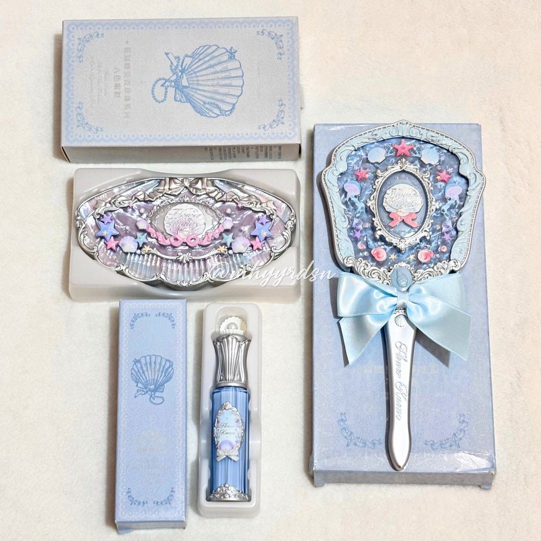 Flower Knows Shells Jewel BUNDLE (Category: Makeup) located in Tayug. Submitted by lily_hawthorn._. (Listing ID 1464443534, Image 1). Description: PRELOVED 🪞 ₱1,299 SHELLS JEWEL BUNDLE 🐚 ꩜ Shells Jewel Hand Mirror (color: Blue Seashell) - no issue ꩜ Shells Jewel Eyeshadow Palette (shade: 01 Moonlight Pearl) - used 2x only ꩜ Shells Jewel Lip Glaze (shade: P06 Lunar Jelly) - used 2x only 📌 All are well-maintained with minimal signs of usage. Cle