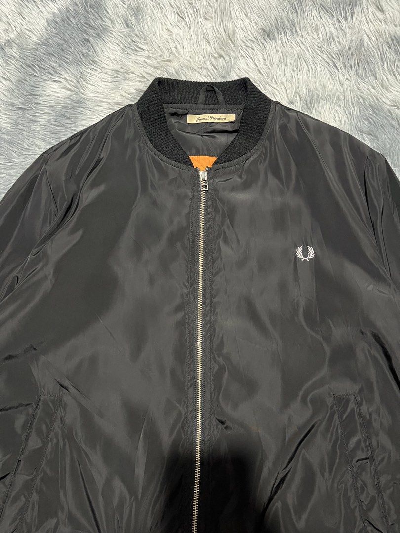 Fred Perry Journal Standard Bomber Jacket (Category: Coats, Jackets and Outerwear) located in Sasmuan (Sexmoan). Submitted by winterclothes.ph (Listing ID 1464413000, Image 2). Description: Fred Perry Journal Standard Bomber Jacket XL on tag Width 22 Length 26.5 Excellent Condition.