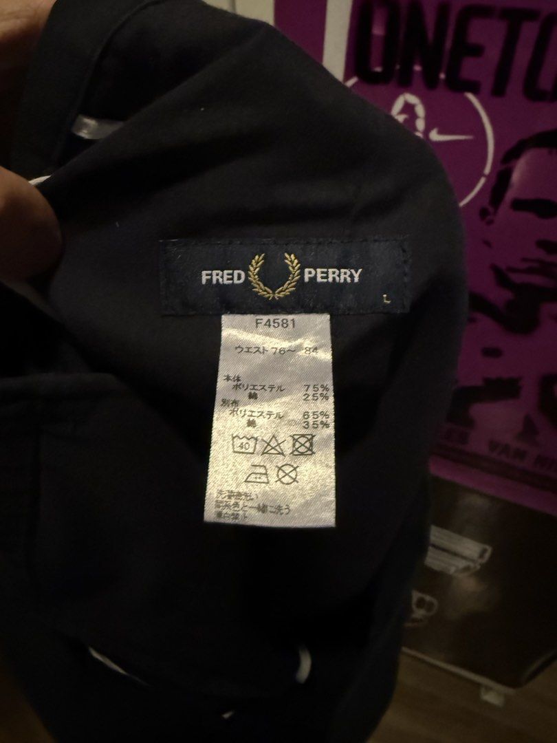 Fred Perry Pleated Pants (Category: Chinos) located in Manila. Submitted by copsandcreps (Listing ID 1464495104, Image 3). Description: Size L No issues Width: 15.5 in / Length: 41 in / Thigh: 13.5-14 in / Inseam: 27.5 in / Hem: 7 in.