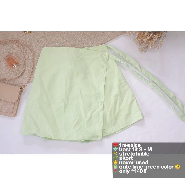 Freesize Lime Green Stretchable Wrap Skirt (Category: Skirts) located in Caloocan City. Submitted by angelinee123 (Listing ID 1464426997, Image 1). Description: •Payment methods: Gcash (item price + sf) • Payment first policy • Delivery option: - J&t delivery : 2-3 days depends on loc - Lalamove: same day delivery - meetup: 5th avenue lrt station only (cod avail).
