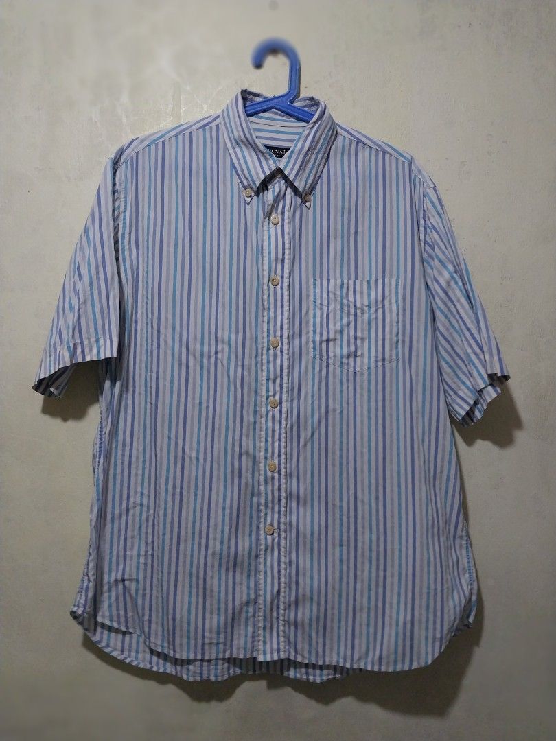 Gap Striped Short Sleeve Button Down Shirt (Category: Shirts) located in Manila. Submitted by PrinceDani.Clothing (Listing ID 1464443727, Image 1). Description: canali stripes button down polo xl fit 24in width 29-30in length excellent condition .