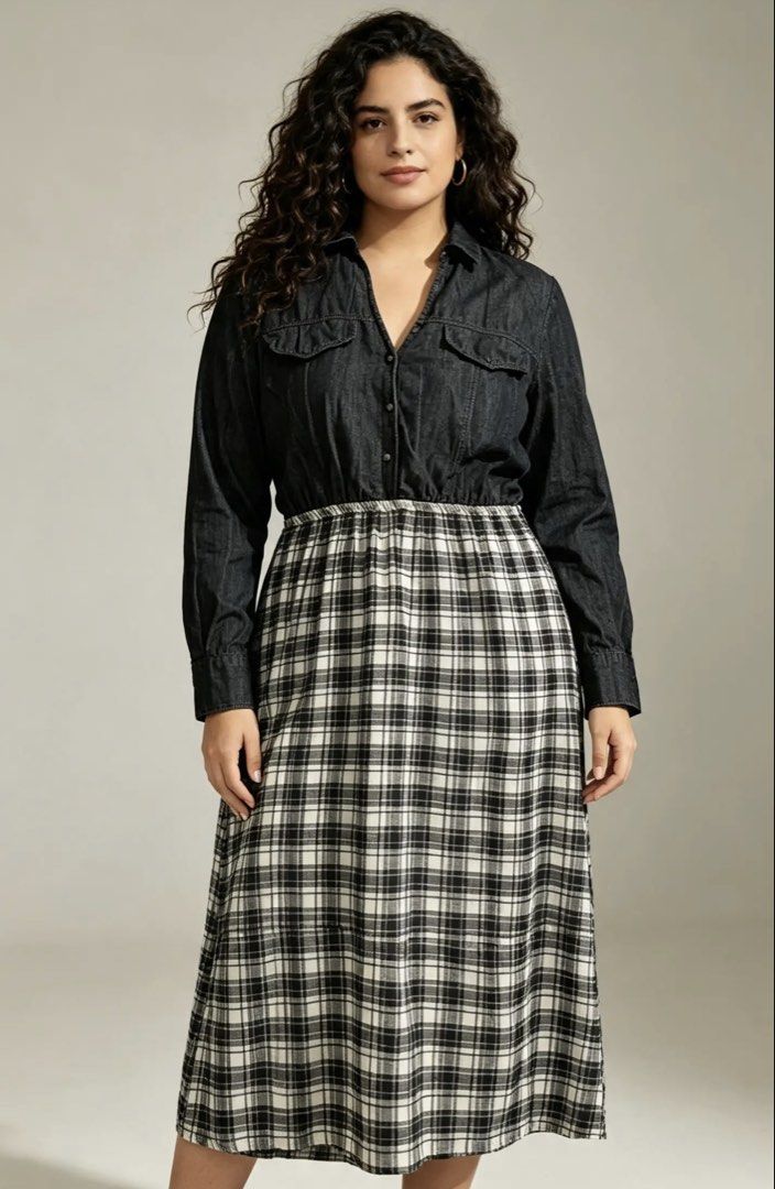 GIORGIA & JOHN (Category: Dresses) located in Davao. Submitted by sart0ria85 (Listing ID 1464536455, Image 2). Description: This Italian high street brand is a cotton denim gray and a plaid ensemble in one piece dress made in 100%COTTON. MADE IN ITALY 🇮🇹 LARGE. Size 8 EXCELLENT CONDITION (91/100).