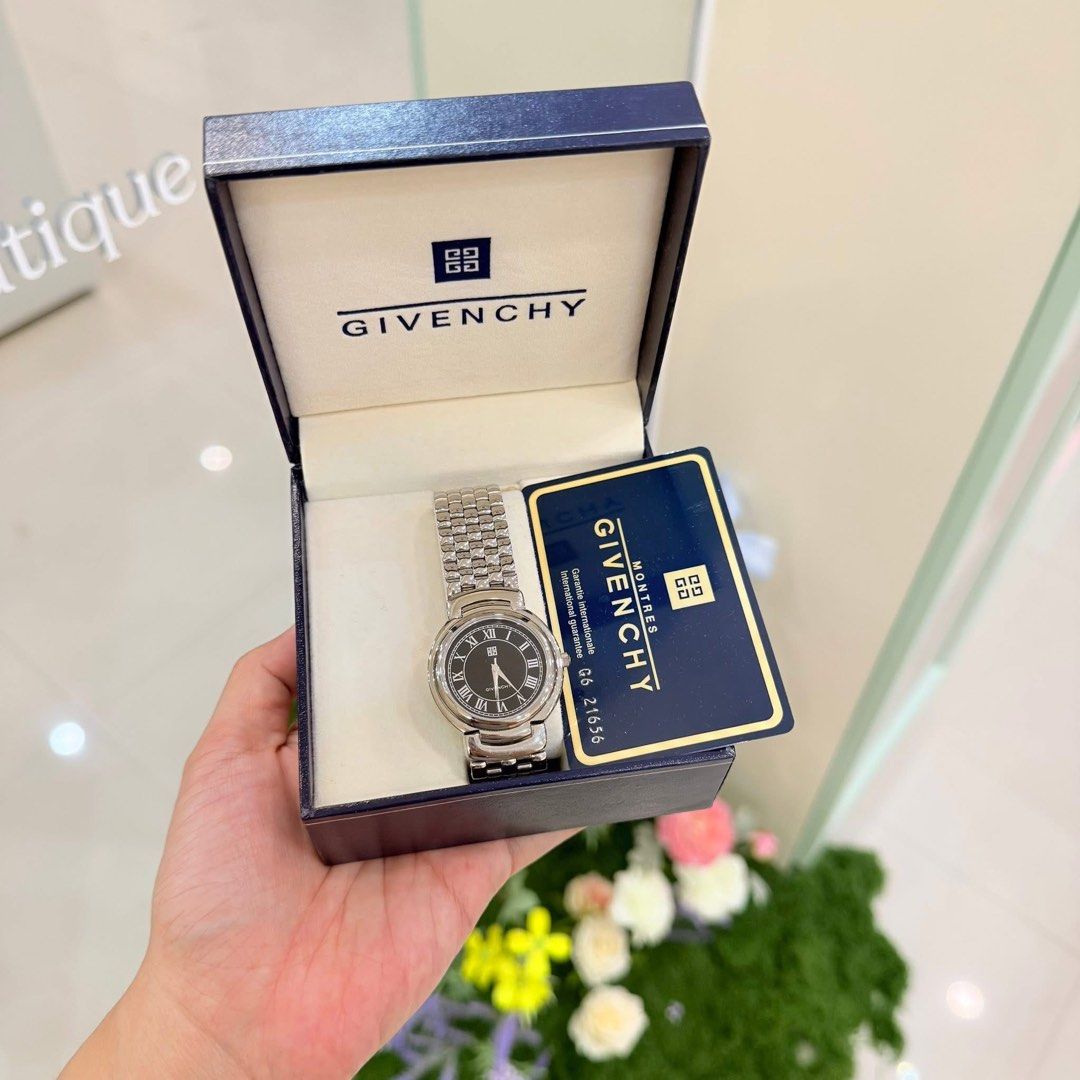 Givenchy Watch with Box and Card (Category: Women's Watches) located in San Leonardo. Submitted by iluvkopiii (Listing ID 1464375498, Image 1). Description: Vintage Givenchy Quartz Watch ✨ Authentic. Bought in Japan Like-new condition ❤️ Complete with box & card.