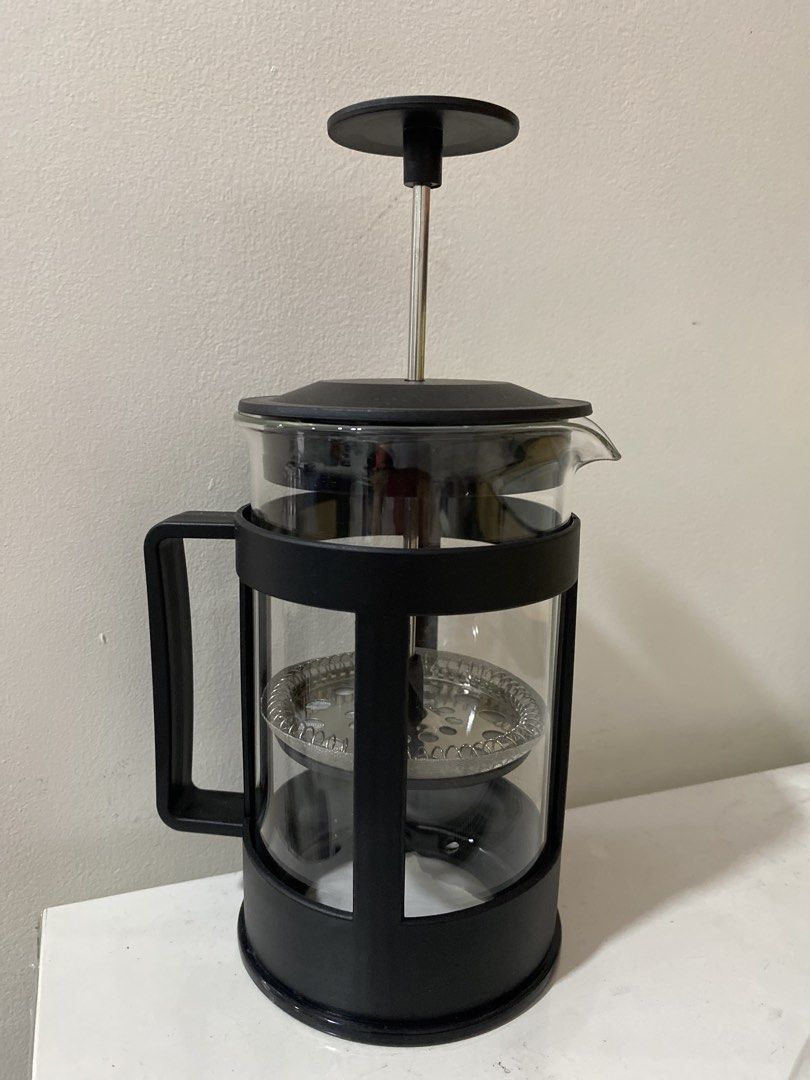 Glass French Press Coffee Maker with Black Frame (Category: Coffee Machines & Makers) located in Taguig. Submitted by cosmickindle (Listing ID 1464437349, Image 1). Description: - Classic French press for brewing coffee or tea - Clear glass carafe with a sturdy black frame and handle - Metal plunger with a fine mesh filter - Simple to use and clean - Perfect for making delicious coffee at home - 600ml bought from Australia - No box and never been
