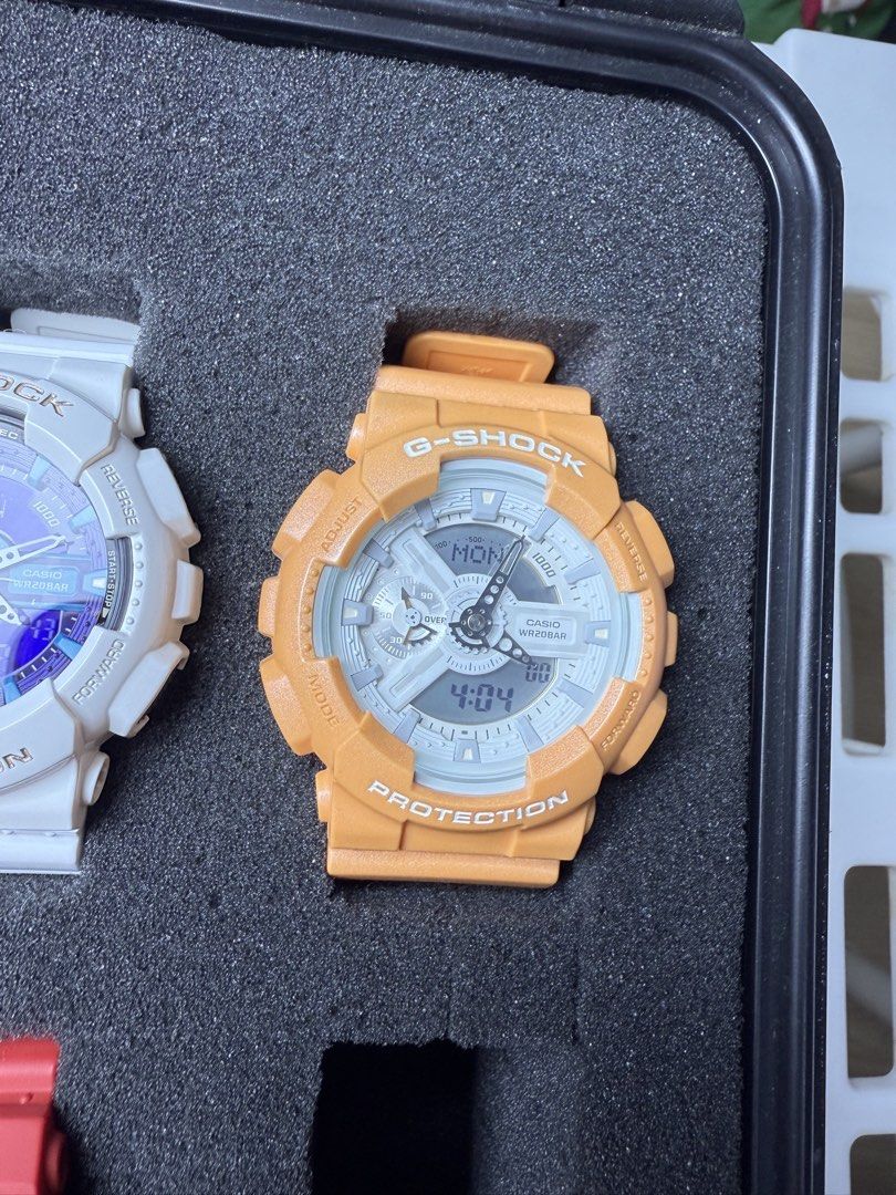 G-Shock watch (Category: Men's Watches) located in Manila. Submitted by lizy_dms (Listing ID 1464557859, Image 3). Description: - Authentic Casio G-Shock watches - Available colors: White with blue accents, Olive Green, Orange, Blue with pink accents - All models are Analog-Digital - WR20BAR water resistance rating - Ideal for everyday use or collectors.