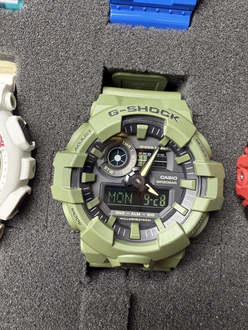 G-Shock watch (Category: Men's Watches) located in Manila. Submitted by lizy_dms (Listing ID 1464557859, Image 2). Description: - Authentic Casio G-Shock watches - Available colors: White with blue accents, Olive Green, Orange, Blue with pink accents - All models are Analog-Digital - WR20BAR water resistance rating - Ideal for everyday use or collectors.
