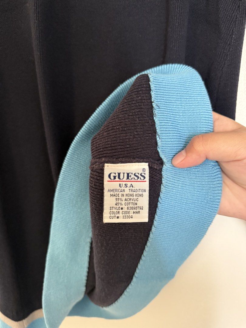 Guess Navy Blue Dress (Category: Dresses) located in Makati City. Submitted by dorisvinalon (Listing ID 1464441639, Image 2). Description: Navy Blue Dress Brand: Guess Size: Medium on tag Bust: 26-34 in Length: 31 in Features: Stretchable Issue: Minor discoloration at neck area.