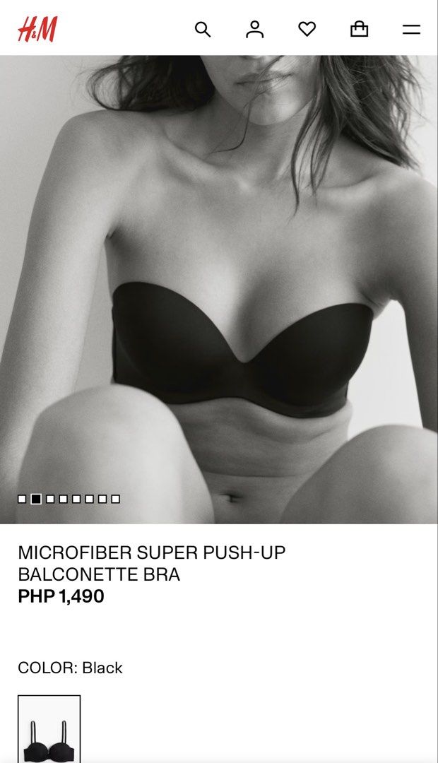 H&M Bra (Category: Undergarments & Loungewear) located in Manila. Submitted by kloseta_manila (Listing ID 1464534428, Image 2). Description: H&M MICROFIBER SUPER PUSH-UP BALCONETTE BRA Bought this for: Price: PHP 1,490 With complete inclusion of straps and paperbag Rfs: wrong size Washed but not used.
