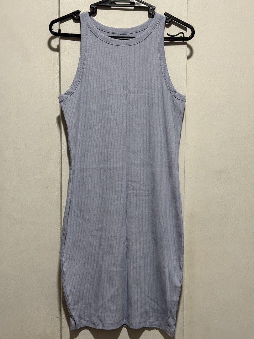 H&M Ribbed Sleeveless Mini Dress (Category: Dresses) located in Manila. Submitted by krisstine093124 (Listing ID 1464461594, Image 1). Description: - Light blue ribbed mini dress from H&M - Sleeveless with a racerback design - Bought from Kids section, but can fit adult size S-M.