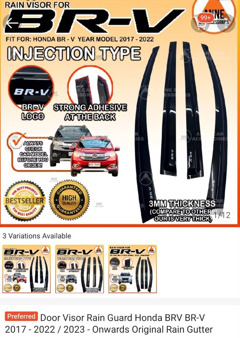 Honda BR-V 2017-2023 Rain Visor (Category: Body Parts and Accessories) located in Manila. Submitted by julezocamp85512 (Listing ID 1464482456, Image 1). Description: Brandnew Rain Visor Honda BR-V 2017-2023 Makati - Location Tanauan, Batangas - Location call or text - 09452711881.